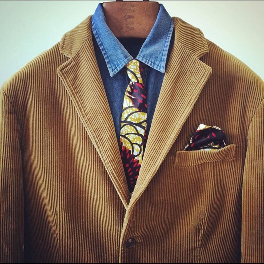 Men’s Wax Print Necktie & Pocket Square Set